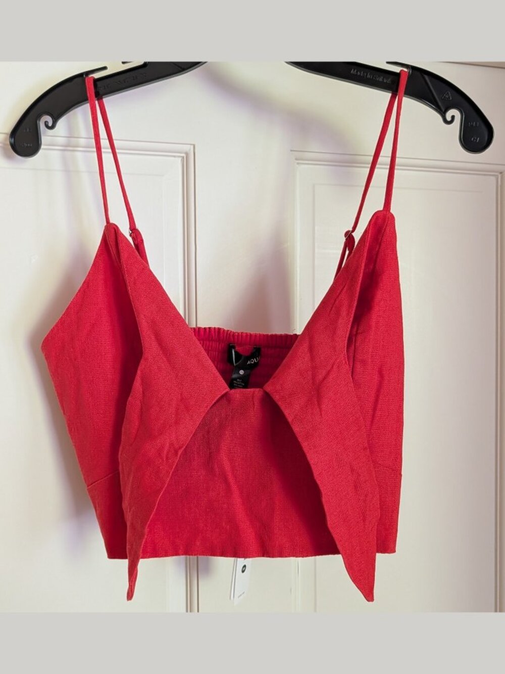 NWT AQUA Bloomingdale's XS Coral Cotton Linen Smocked Crop Cami Tank Top MSRP$58